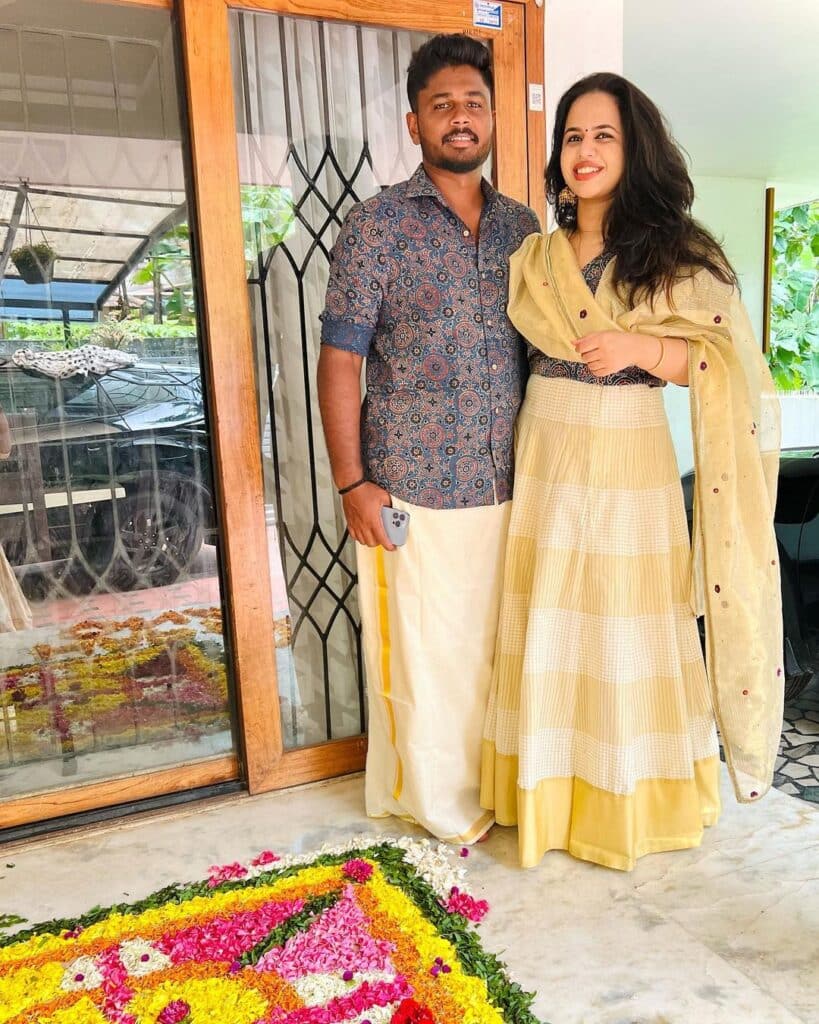 Sanju Samson with his wife Charulata